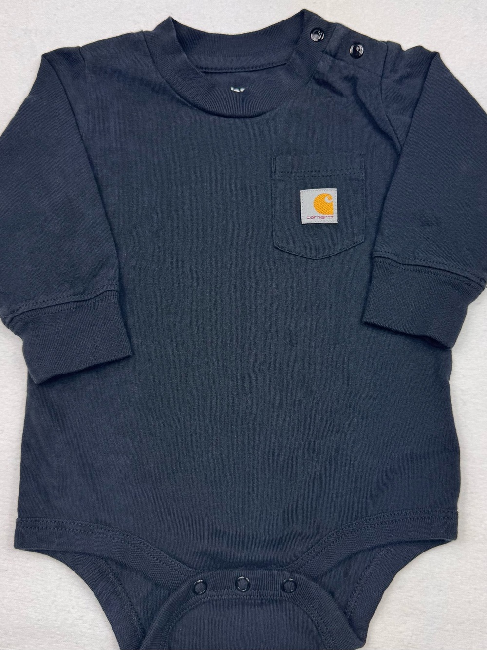 Carhartt Navy Long-Sleeve Baby Bodysuit with Chest Pocket
